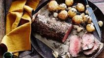 Whole roasted scotch fillet with crispy potatoes Whole roasted scotch fillet with crispy potatoes