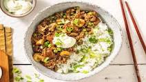Japanese Soboro Donburi with Jasmine Rice and Peas Japanese Soboro Donburi with Jasmine Rice and Peas