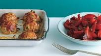 Baked Chicken Meatballs with Peperonata Baked Chicken Meatballs with Peperonata