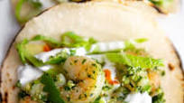 Healthy Shrimp Tacos with Cilantro Lime Pesto Healthy Shrimp Tacos with Cilantro Lime Pesto