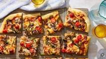 Barbecue Vegetable Flatbread with Swiss Cheese Barbecue Vegetable Flatbread with Swiss Cheese