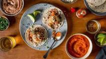Chicken-Stuffed Chile Relleno Tacos with Spicy Tomato Sauce Chicken-Stuffed Chile Relleno Tacos with Spicy Tomato Sauce