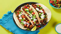 Pork and Poblano Tacos with Kiwi Salsa and Lime Crema Pork and Poblano Tacos with Kiwi Salsa and Lime Crema