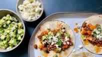 Chorizo and Sweet Potato Tacos with Avocado Salsa Chorizo and Sweet Potato Tacos with Avocado Salsa