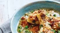 Slow-cooked chicken casserole with pancetta, peas and mint Slow-cooked chicken casserole with pancetta, peas and mint