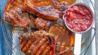 Maple-glazed pork chops with spiced nectarine chutney Maple-glazed pork chops with spiced nectarine chutney