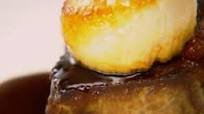Pork Belly and Scallop Starter with Coffee Glaze Pork Belly and Scallop Starter with Coffee Glaze