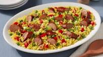 Pan-Seared Smoked Sausage with Yellow Rice Pan-Seared Smoked Sausage with Yellow Rice