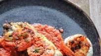 Grilled Shrimp Chile Rellenos with Oaxaca cheese and Habanero sauce Grilled Shrimp Chile Rellenos with Oaxaca cheese and Habanero sauce
