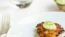 Kolhrabi Fritters with Avocado Cream Sauce Kolhrabi Fritters with Avocado Cream Sauce