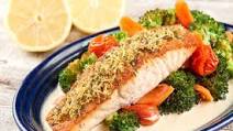 Lemon Pepper Salmon With Butter Sauce and Roasted Vegetables Lemon Pepper Salmon With Butter Sauce and Roasted Vegetables