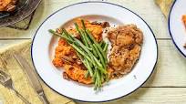 Maple-Glazed Pork Chops with a Sweet Potato Mash and Garlicky Green Beans Maple-Glazed Pork Chops with a Sweet Potato Mash and Garlicky Green Beans