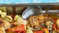 Greek Roasted Chicken with Onions & Peppers: A Sheet-pan Meal Ready in 60 Minutes! Greek Roasted Chicken with Onions & Peppers: A Sheet-pan Meal Ready in 60 Minutes!