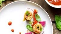 Baba Ganoush Rolls with Red Bell Pepper Puree Baba Ganoush Rolls with Red Bell Pepper Puree