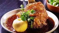 Crispy pork knuckle with soy mustard sauce Crispy pork knuckle with soy mustard sauce