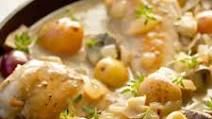 Braised Bone-in Chicken Breast in a Creamy Wine Sauce Braised Bone-in Chicken Breast in a Creamy Wine Sauce