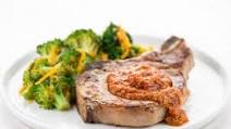 Sun-Dried Tomato Bone-In Pork Chop with Cheddar Broccoli easy prep & grill bag included Sun-Dried Tomato Bone-In Pork Chop with Cheddar Broccoli easy prep & grill bag included