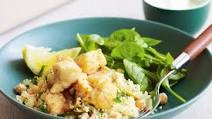Moroccan-style fish with couscous, chickpeas & green olives Moroccan-style fish with couscous, chickpeas & green olives