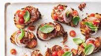 Smoky tomato, basil and pancetta bruschetta Smoky tomato, basil and pancetta bruschetta