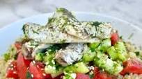 Mediterranean Bulgur Salad with Cucumbers, Tomatoes, Sardines and Fresh Herbs Mediterranean Bulgur Salad with Cucumbers, Tomatoes, Sardines and Fresh Herbs