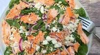 High-Protein, Keto Salmon Salad with Spinach, Feta & Almonds High-Protein, Keto Salmon Salad with Spinach, Feta & Almonds