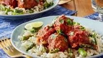 Meatballs & Tomato Sauce with Asparagus & Creamy Rice Meatballs & Tomato Sauce with Asparagus & Creamy Rice