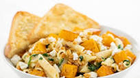 Butternut Squash Alfredo Penne with spicy walnuts and garlic bread Butternut Squash Alfredo Penne with spicy walnuts and garlic bread