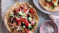 Pork tostadas with avocado salsa Pork tostadas with avocado salsa