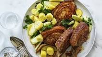 Neil Perry's barbecued pork chops with apple and potato salad Neil Perry's barbecued pork chops with apple and potato salad