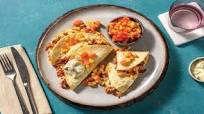 Oven-Baked Beef Quesadillas with Cheddar Cheese & Sour Cream Oven-Baked Beef Quesadillas with Cheddar Cheese & Sour Cream