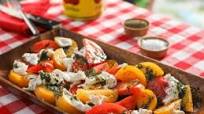 Burrata Caprese Salad with Garlic Basil Oil Burrata Caprese Salad with Garlic Basil Oil