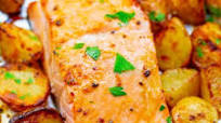 Sheet Pan Lemon Dijon Baked Salmon and Potatoes Sheet Pan Lemon Dijon Baked Salmon and Potatoes