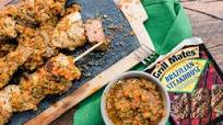 Brazilian Meat Skewers With Red Chimichurri Sauce Brazilian Meat Skewers With Red Chimichurri Sauce