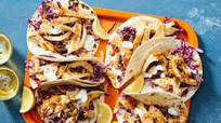 Filipino-Style Chicken Tacos with Red Cabbage Slaw Filipino-Style Chicken Tacos with Red Cabbage Slaw