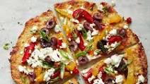 Cauliflower Crust Pizza with Feta, Peppers, and Olives Cauliflower Crust Pizza with Feta, Peppers, and Olives