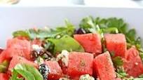 Watermelon Feta Salad; Mediterranean Style Watermelon Feta Salad; Mediterranean Style