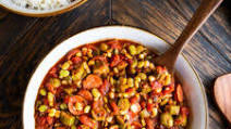 Stewed Okra & Tomatoes with Chicken Sausage Stewed Okra & Tomatoes with Chicken Sausage