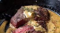 Cast Iron Bavette Steak with Whiskey Garlic Cream Sauce Cast Iron Bavette Steak with Whiskey Garlic Cream Sauce