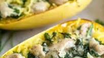 Chicken Caesar Spaghetti Squash Boats Chicken Caesar Spaghetti Squash Boats
