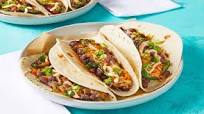 Cheesy Black Bean Tacos with Poblano & Smoky Red Pepper Crema Cheesy Black Bean Tacos with Poblano & Smoky Red Pepper Crema