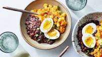 Yellow Rice and Sofrito Beans with Jammy Eggs Yellow Rice and Sofrito Beans with Jammy Eggs