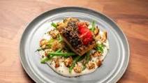 Seared Black Cod with Creme Fraiche, Caviar, Tobiko and Black Truffle Seared Black Cod with Creme Fraiche, Caviar, Tobiko and Black Truffle