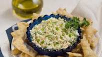 Dip with green peppers and xinomizithra Dip with green peppers and xinomizithra