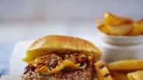 Duck burger and chips Duck burger and chips