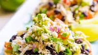65 Quick Easy Healthy Dinner Ideas: Chicken Tostadas 65 Quick Easy Healthy Dinner Ideas: Chicken Tostadas