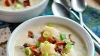 Recipe: Baked Potato Soup With Bacon, Scallions & Cheddar Recipe: Baked Potato Soup With Bacon, Scallions & Cheddar