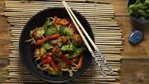 Stir Fry Teriyaki Pork Balls, Vegetables and Noodles Stir Fry Teriyaki Pork Balls, Vegetables and Noodles