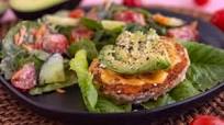 Sriracha Mayo Salmon Burger Meal with Side Salad Sriracha Mayo Salmon Burger Meal with Side Salad