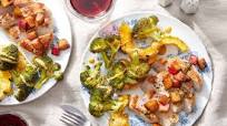 Seared Pork Chops with Roasted Vegetables and Maple-Mustard Sauce Seared Pork Chops with Roasted Vegetables and Maple-Mustard Sauce