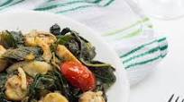 Steamed callaloo with green banana Steamed callaloo with green banana